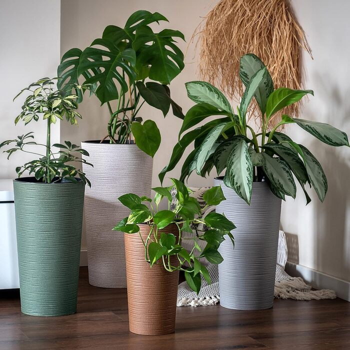 Квітковий горщик KADAX з дерев'яною стружкою, елегантне кашпо зі знімною вставкою, захист квіткового горщика для офісу, квітковий