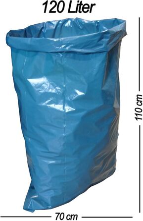 Опт Hossi&39s Мішки для сміття 120 літрів, 10 рулонів по 25 мішків Сині сміттєві мішки для побутових, садових та громадських відходів Міцні сміттєві мішки товщиною 39 мкм (700 x 1100 мм), 1 коробка (10 рулонів) 39 мкм