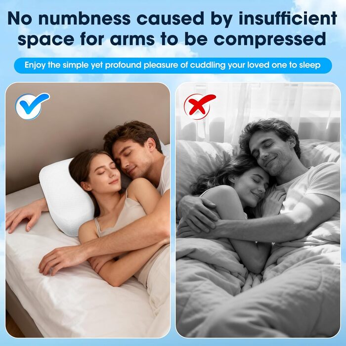 Ортопедична подушка для сну на боці з проймою, подушка для шиї з піни з ефектом пам&39яті, 3 пройми, ергономічна подушка для голови та плечей, підходить для тих, хто спить на боці, на животі, на спині та на ногах.