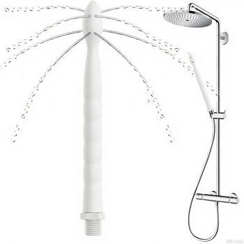 Анальна душова насадка з силікону, 24 см, 8 отворів, біла