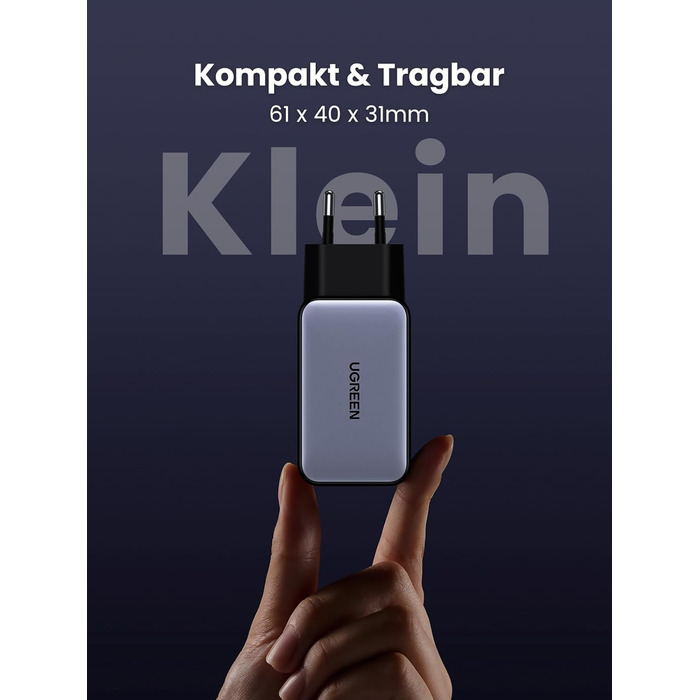 Адаптер живлення з 3 шт. USB-C портом швидкої зарядки Компактний зарядний пристрій, сумісний з MacBook Pro/Air, ноутбуком HP, iPad