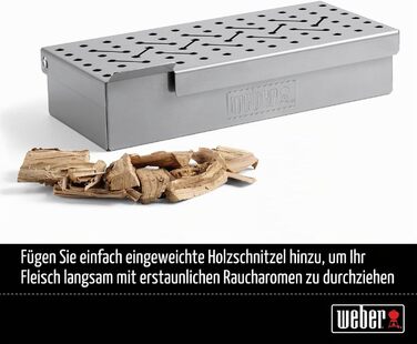 Коптильня Weber Rucherbox (24 x 12 x 5 см) з нержавіючої сталі з вентиляційними отворами для газових грилів, срібляста (7576)