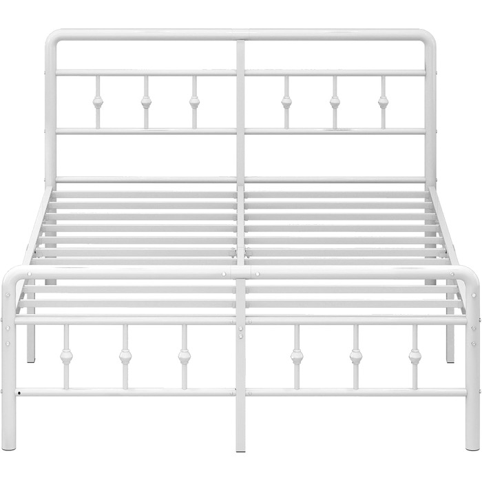Металеве ліжко EMODA 140 x 200 см з узголів&39ям та узніжжям, каркас ліжка заввишки 46 см, міцний каркас ліжка, легке складання, безшумне, біле DE 140 x 200 см Біле