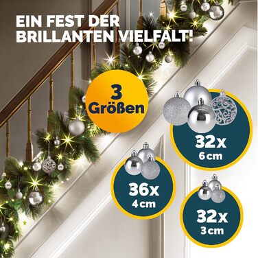 Різдвяні кульки 100 шт срібні Deuba