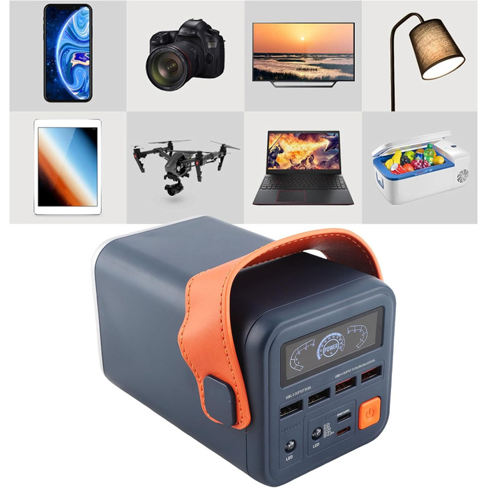 Портативна електростанція ASHATA, аварійне джерело живлення для зовнішнього використання з літієвим акумулятором ємністю 60000 мАг, двонаправлена швидка зарядна станція для відключень електроенергії на природі під час кемпінгу (синя)