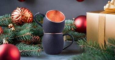 Набір кухлів STAGLIFE з чорної міді - кухлі Moscow Mule з чистої міді, комплект з 2 для чоловіків - мідний кухоль для Moscow Mule, 2 шт. (1 упаковка) з димчастим покриттям