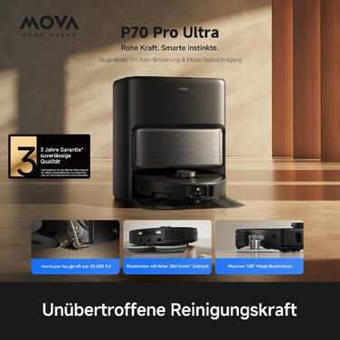 Робот-пилосос MOVA P70 Pro Ultra, потужність всмоктування 30 000 Па, чорний