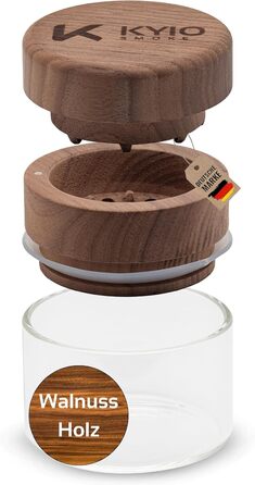 Подрібнювач натурального дерева Велика, високоякісна дробарка з 3 частин з магнітною кришкою (горіх)