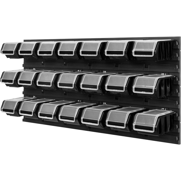 Система зберігання в майстерні 78 x 39 см 21 коробка Настінна полиця зі штабелюваними коробками - Надзвичайно міцні стінові панелі, стійка для інструментів, полиця для зберігання в гаражі (Чорна)