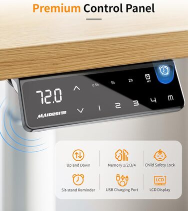 Каркас столу MAIDeSITe EL2 Plus Art з регульованою висотою та овальною конструкцією ніжок, електричний двомоторний каркас столу з регулюванням висоти від 62 до 125 см, 4 елементи керування пам&39яттю, стіл з регульованою висотою, білий