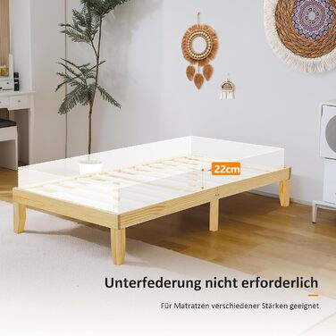 Дерев&39яне ліжко Bonnlo 90x200 см з рейковою основою, каркас ліжка натуральний, двоярусне ліжко зі 100 сосни