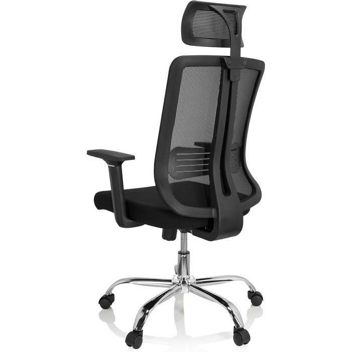 Офісний стілець ZH 200 Обертовий стілець з ергономічною спинкою, регульованим підголівником, тканина/сітка чорного кольору, 719221