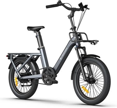 Електричний велосипед, двигун BAFANG, ремінний привід, перемикання двох режимів, електровелосипед 20 дюймів, 2/3 швидкості, жіночий/чоловічий електровелосипед сірого кольору Air One Pro (2 швидкості)