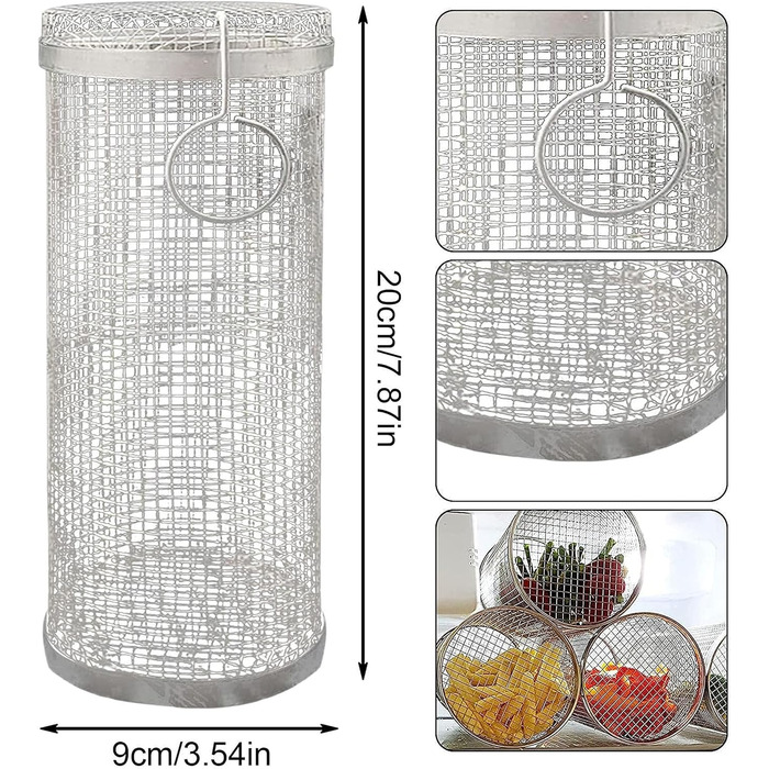 Кошик для гриля з нержавіючої сталі Bestargot Camping 304, Кошик для гриля для духовки Hobo Cooker, Відкритий кошик для барбекю ,