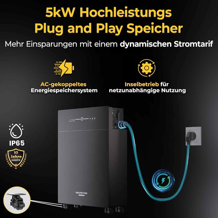 КВтгод Сонячний накопичувач змінного струму для балконної електростанції Marstek VENUS E 5,12 кВтгод, 5,12