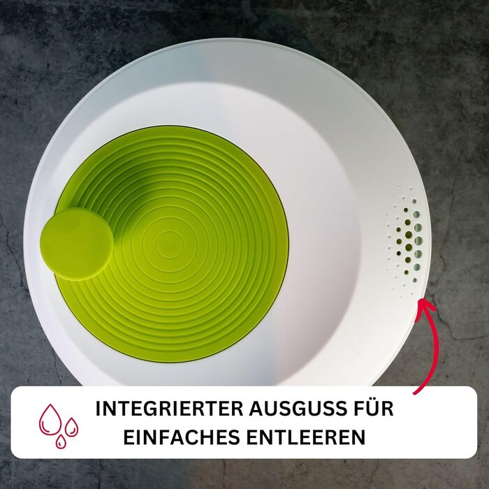 Спінер для салату Westmark, місткість 4,4 л, ø 23,5 см, пластик, без бісфенолу А, spinderella, колір прозорий/білий/зелений, 24302