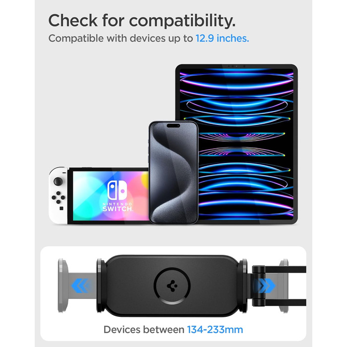 Універсальний тримач для планшета Spigen OneTap автомобільний, висувне кріплення на підголівник автомобіля, поворот на 360 для iPa