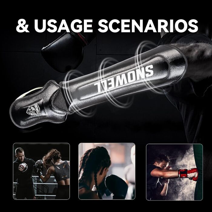 Щитки для гомілок для кікбоксингу синтетична шкіра, подвійна пінопластова підкладка, легкі та гнучкі, для муай-тай, ММА та бойових мистецтв без металевого кільця чорні