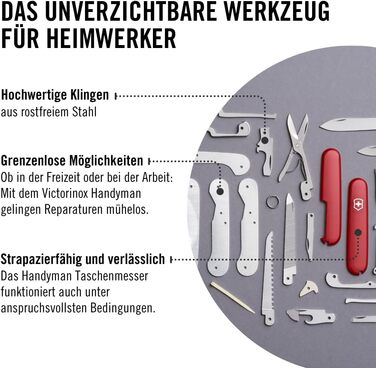 Швейцарський армійський ніж Victorinox Handyman, мультиінструмент, 24 функції, лезо, штопор, консервний ніж (один)