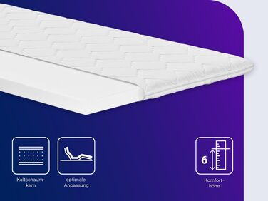 Ортопедичний наматрацник Traumnacht, з високоякісним холодним пінополіуретаном, сертифікований Oeko-Tex, 140 x 200 см, виготовлений за німецькими стандартами якості, білий холодний пінополіуретан 140 x 200 см