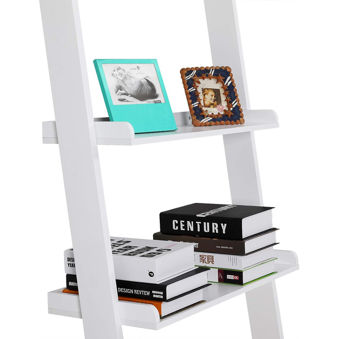 Полиця-драбина Casaria Біла 180x65 см 5 полиць, вантажопідйомність 10 кг кожна, Дерев&39яна, Велика, Декоративна, Квіти, Книги, Ванна кімната, Вітальня, Кухня, Окремостояча полиця, Книжкова полиця, Полиця