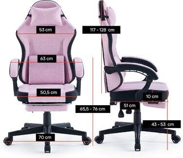 Ігровий стільчик з підставкою для ніг - м&39які підлокітники - регульована висота - рожевий