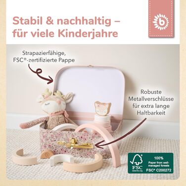 Дитячий набір валіз Bieco з 3 предметів &quotЕлла Мрійливі квіти&quot Картонні валізи Іграшкові валізи для дітей, декор для подорожей, рожевий