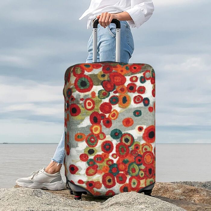 Чохол на валізу Абстрактні квіти, еластичний, водостійкий, захист валізи для подорожей та роботи (для валіз розміром 45,7 - 81,3 см), Чорний, Великий розмір