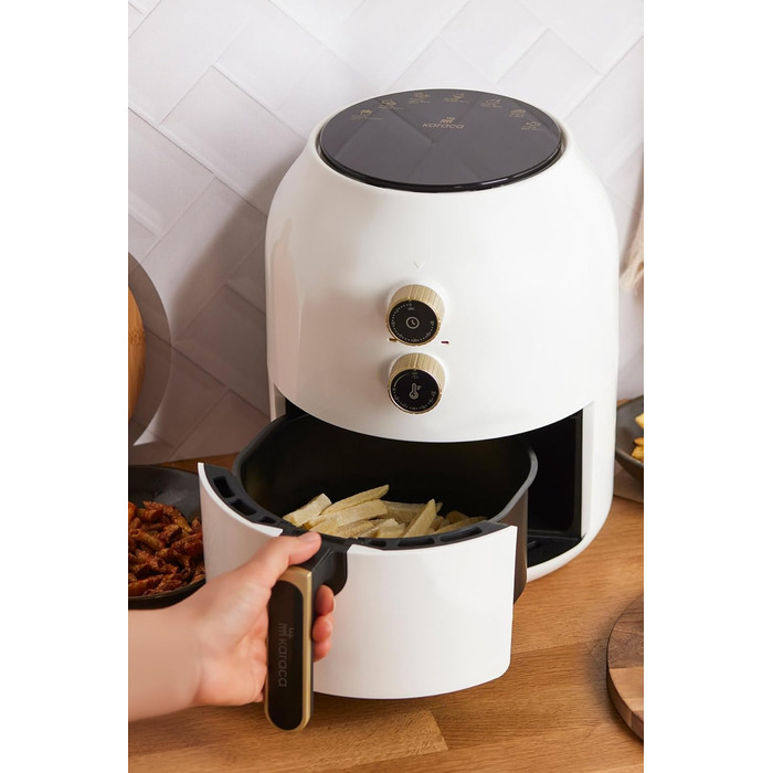 Аерофритюрниця Karaca Multifry, фритюрниця, легке очищення, енергозбереження, здорове смаження, 3,5 літра, білий 1350 Вт