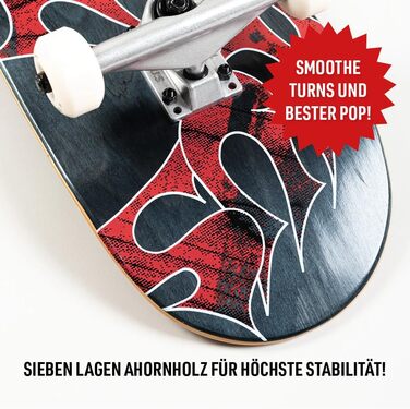 Комплектний скейтборд Скейтборд для дорослих, підлітків та дітей від 9 років, для початківців та досвідчених райдерів, потрійний класичний логотип, чорний колір, 7.75&39