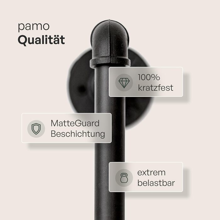 Настінна вішалка для одягу pamo 201 x 222 см - Відкрита вішалка для одягу в індустріальному стилі, чорний металевий, водопровідні труби - вантажопідйомність 240 кг, чорний колір