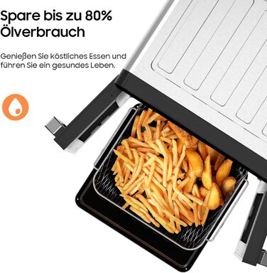 Фритюрниця iceagle 23 л Dual Zone- Мультипіч XXL з французькими дверцятами Духова шафа для фритюрниці з подвійною камерою, 15 програм, 2200 Вт, 12 аксесуарів, знімний роздільник для гнучкого місця для приготування їжі