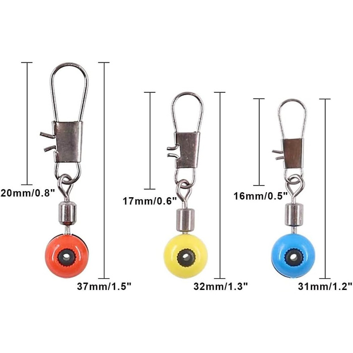 Рибальські вертлюги бочок, містить 3 розміри рибальські вертлюги з карабіном, набір вертлюжних аксесуарів для риболовлі, вертлюг асортимент рибальські вертлюги з карабіном поворотний рибальський, 60 шт.