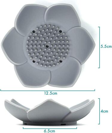 Японська квіткова мильниця з силікону - упаковка з 2 мильниць (біла та сіра) Білий, сірий