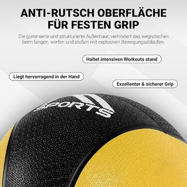 Медичний м&39яч MSPORTS 1-10 кг - професійна студійна якість, включаючи плакат з вправами, гімнастичні м&39ячі 1 кг - жовтий