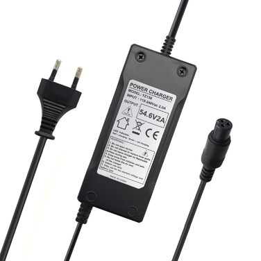 Зарядний пристрій Abakoo 48V з літієвим акумулятором, адаптер живлення 54.6V 2A для велосипеда, електричного скутера 48V 13S з акумулятором з 3-контактним/3-контактним вбудованим роз&39ємом