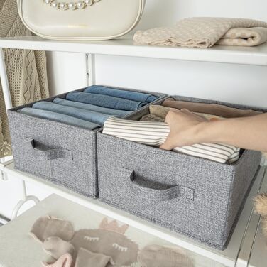 Органайзер для штанів GRANNY SAYS для гардеробу, 2 шухляди-органайзери, органайзер для гардеробу для футболок, світло-сірі коробки-органайзери для джинсів для гардеробу, складні коробки для зберігання одягу, 2 шт., світло-сірий