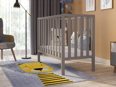 Дитяче ліжечко/спальне місце Love For Sleep 100x50 см з пінопластовим матрацом сірого кольору Paris Дитяче ліжко Baby Bed Wood - Дитяче ліжко Дитяче ліжко, Ліжечко-трансформер, дитяче ліжко сірого кольору Без шухляди