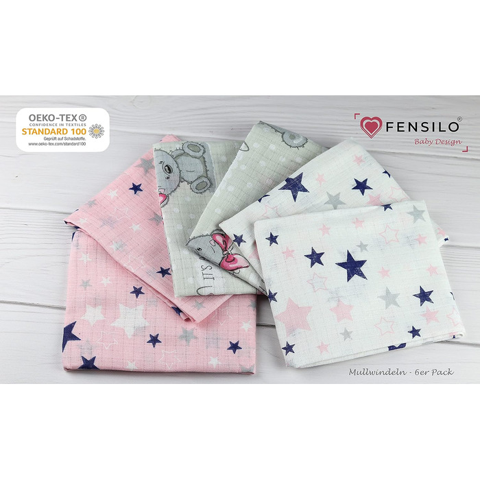 Муслінові серветки - муслінові пелюшки - упаковка 6 70x80 см - тканинні пелюшки, ЗРОБЛЕНІ В ЄС, перевірені на вміст шкідливих речо