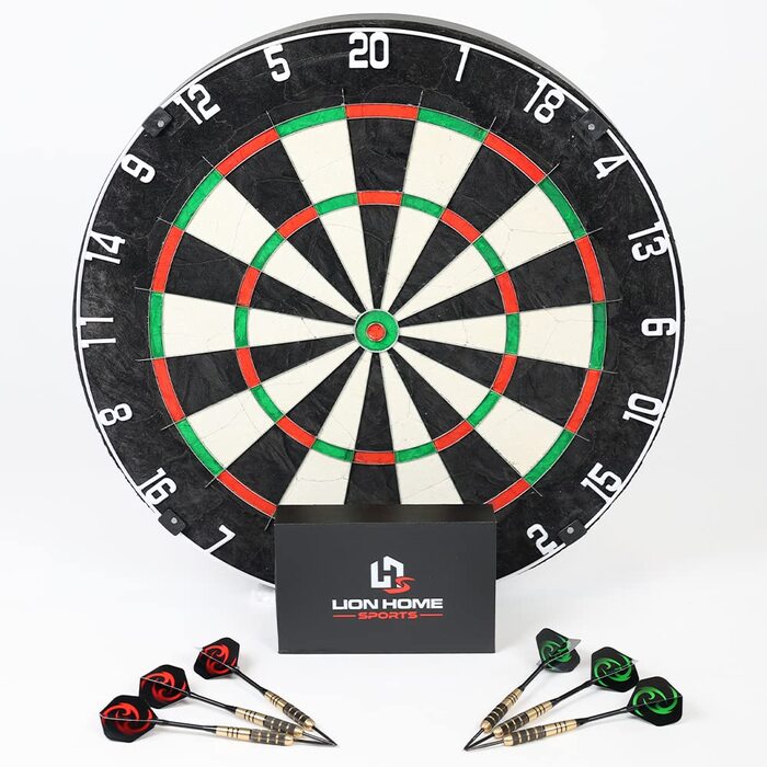 Мішень для дартсу з високоякісної сизалевої сталі З підвіскою та 6 дротиками, а також коробкою для зберігання Регульоване кільце з номером Діаметр 45 см Міцний матеріал для точних влучань