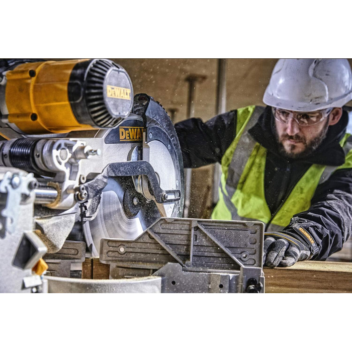 Панельна пила DEWALT 1675 Вт DWS780 у комплекті з аксесуарами - З твердосплавним полотном 305x30 мм ідеально підходить для внутрішніх робіт - Висока продуктивність різання та світлодіодний індикатор лінії різання, DWS780-QS, жовто-чорний, DEWALT DWS780-QS