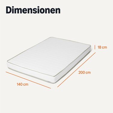 Матрац Storeo Basics Cold Foam, H2 та H3, знімний та пральний чохол, висота 18 см, розмір 140 x 200 см (Ш x Д x В) 140 x 200 x 18 см