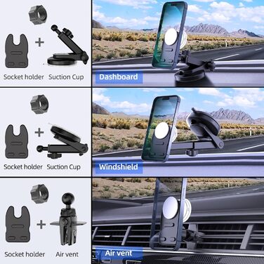 Автомобільне кріплення розетки для лобового скла для вентиляції приладової панелі, тримач для мобільного телефону для розетки з 2