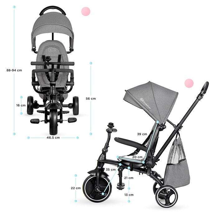 Триколісний велосипед 4 в 1 Jazz, дитячий триколісний велосипед, дитячий велосипед, коляска, складний з аксесуарами, сумка, дзвіно