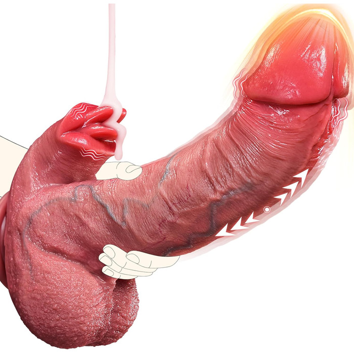 Вібратор-фалоімітатор BSZUI 3-в-1, з функціями поштовхів, вібрації, нагрівання та лизання