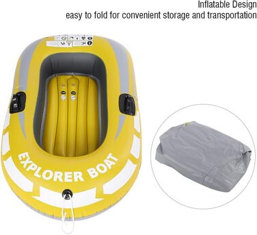 Надувний каяк, ПВХ 1-місний весловий каное на повітряній основі, для риболовлі, дайвінгу, дрейфу, надувний рибальський човен, для легкого веслування, з подвійним клапаном