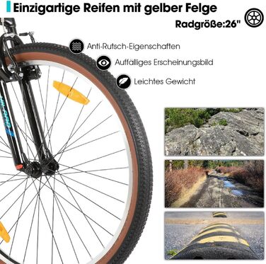 Гірський велосипед HILAND 26 дюймів для чоловіків та жінок, 21-швидкісний гірський велосипед, високоміцна сталева рама, гальма V-подібної форми, хардтейл для дорослих, сірий