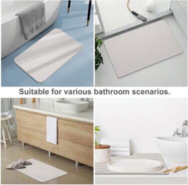 Килимок для ванної Feilifan з каменю діатомовий килимок, швидковисихаючий діатомовий килимок для душу, водопоглинаючі кам&39яні килимки для ванної кімнати та кухні, легко миється (59,7 x 38,1 x 1 см, білий)