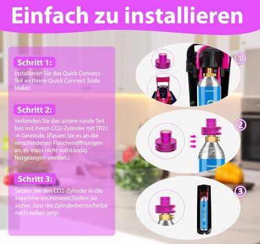 Адаптер Homewit CO2 Quick Adapter, сумісний з виробником блискучої води Duo/Terra/Art/E-Duo/Crystal 3.0/Gaia, швидкий адаптер для балонів CO2 об'ємом 60 л з трапецієподібною різьбою TR21-4, адаптер з 1 прокладкою