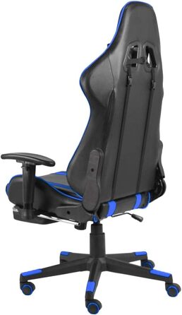 Геймерське крісло з підставкою для ніг, обертове, синій ПВХ